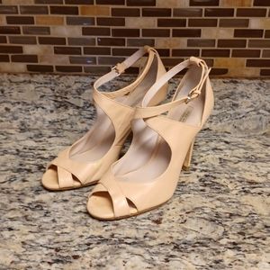 ZARA Nude Cross Strap High-Heel Sandals Size 7.5